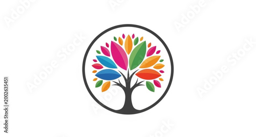 Gradient tree logo icon growth and sustainability vector illustration isolated on white background