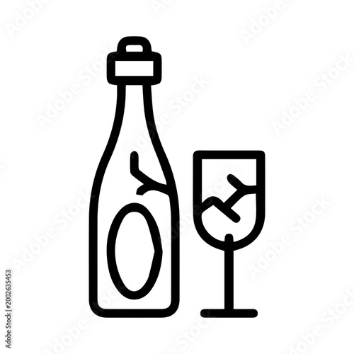 Wine Bottle and Glass Icon
