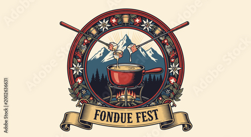 Fondue festival logo with pot.