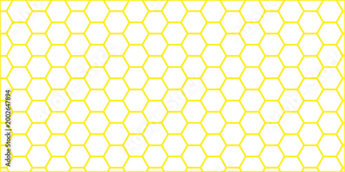 Seamless vector illustration of a geometric honeycomb pattern with yellow hexagon cells and sweet honey texture for a gold beehive wallpaper design