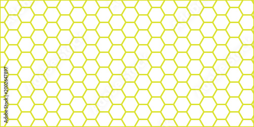 Seamless vector illustration of a geometric yellow honeycomb pattern with gold bee cells and wax hexagon shapes for a sweet nature design background