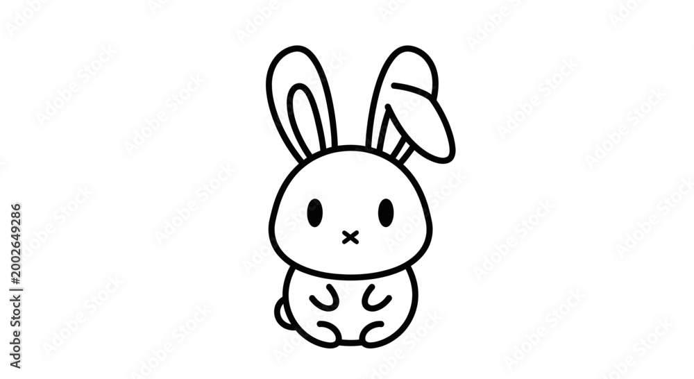 Obraz premium Cute Cartoon Bunny Sitting Down.