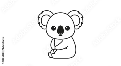 Cute Cartoon Koala Bear Sitting Down.