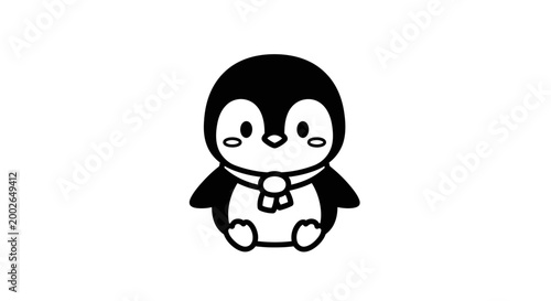 Cute Cartoon Penguin Character Design.
