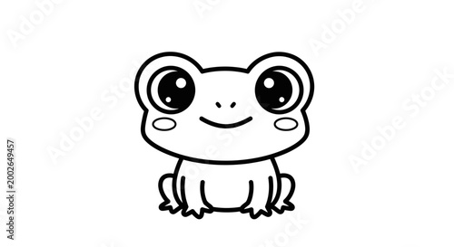 Tableau sur toile Smiling Cartoon Frog Face Closeup.