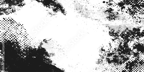 Dark Grunge Texture with Scattered Halftone Dots and Rough Ink Marks Distressed Abstract Background for Creative Project Use.