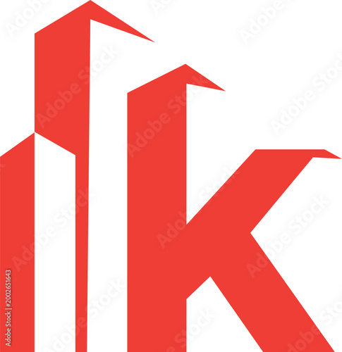 Modern Letter K Real Estate Logo Design with Building Skyline for Property and Construction.