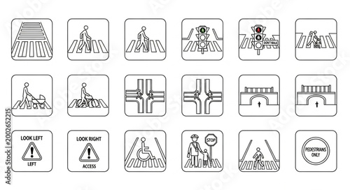 Collection of Hand Drawn Construction Site Safety Signs and Symbols.