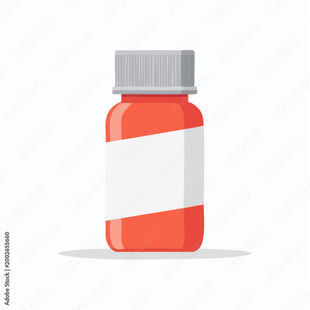 Obraz premium Red Medicine Bottle with Blank Label