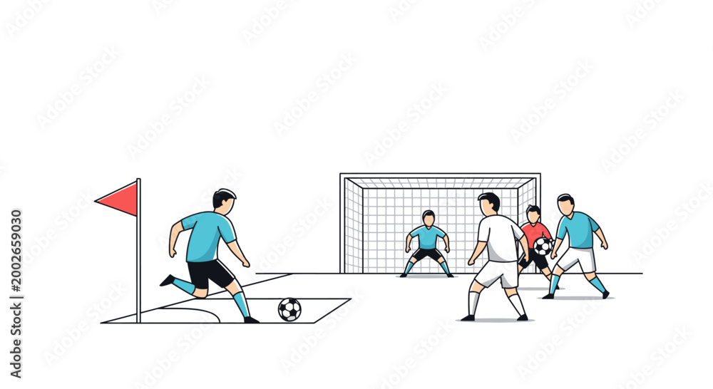 Fototapeta premium Soccer players in action kicking ball.