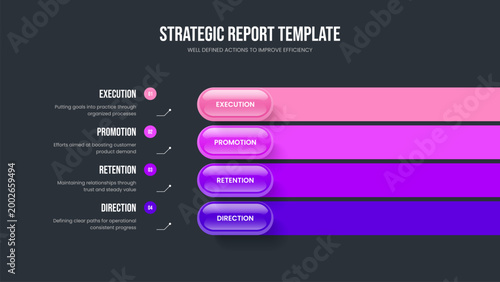 Corporate Launch Slideshow Design Vector Illustration. Consulting Profile Four Element Infographic Slide Layout. Business Strategy 4 Option Diagram Frame Template.