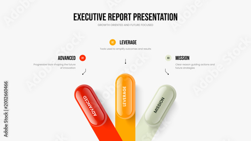 Business Innovation Three Step Infographic Presentation Design. Sales Insight Frame Layout Vector Illustration. Advertising Forecast 3 Option Diagram Slide Template.