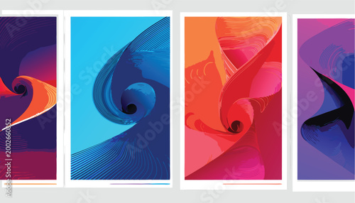 Abstract colorful gradient art panels a vibrant and modern wall display