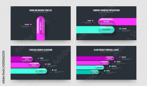Service Strategy 1 2 3 4 Step Infographic Frame Layout Bundle. Business Campaign One Two Three Four Element Diagram Presentation Template Vector Illustration Set.
