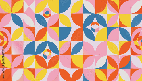 Colorful abstract geometric pattern interlocking shapes and vibrant hues