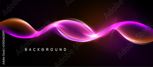Abstract waves, vibrant colors, dynamic light effects. Background features smooth curves, gradient shades, modern design.