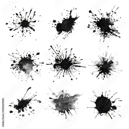 Professional Collection of Detailed Ink Splats Isolated on White Background for Creative Use