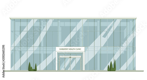 Modern Healthcare Facility Exterior with Glass Facade