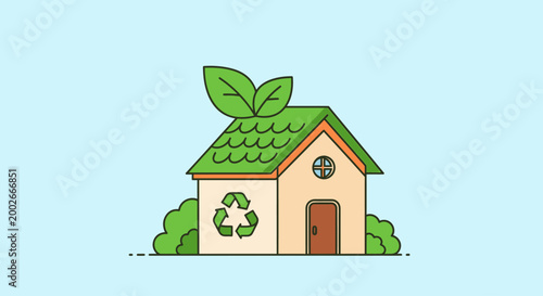 Eco friendly house with green roof.