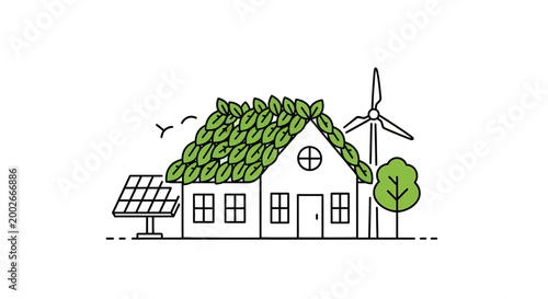 Eco Friendly House With Solar Panel.