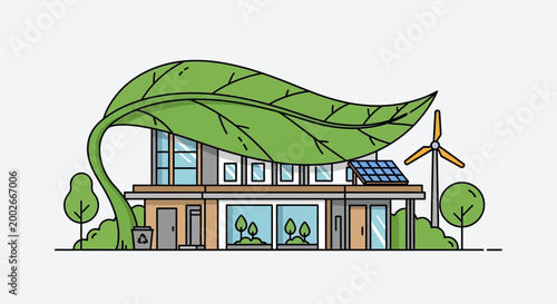 Eco Friendly House with Solar Panel.