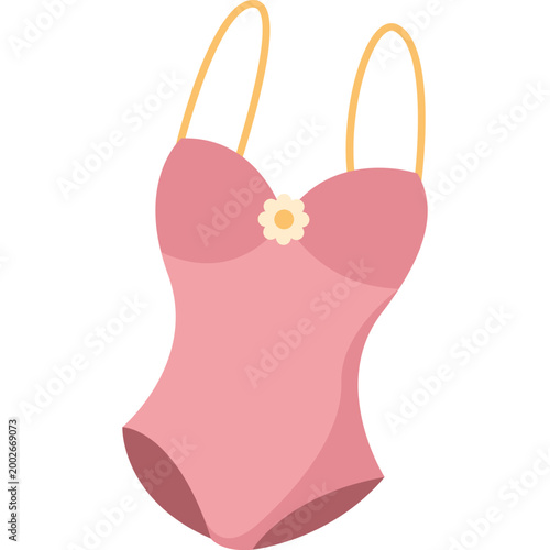 Fotografi Pink one piece swimsuit ladies, vector flat illustration of summer swimwear for