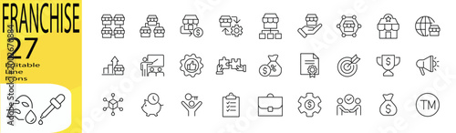 Franchise icon set. Editable stroke.