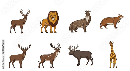 Photography Collection of Diverse Wild Animals in Realistic Style.