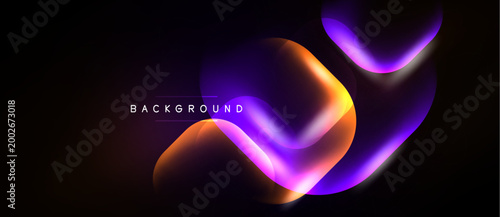Schilderij op canvas Abstract design features vibrant glowing shapes over dark background