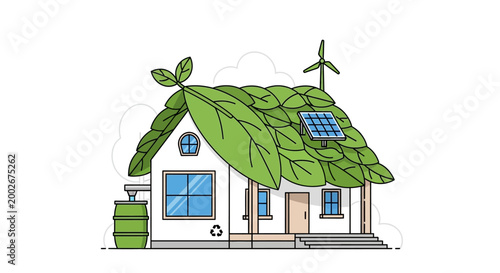 Eco friendly house with solar panel.
