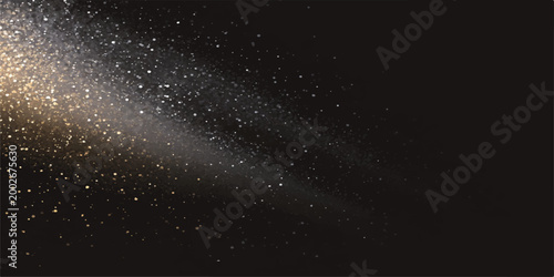 An abstract dark blue galaxy night sky background featuring motion particles and starry light across a cosmic nebula universe