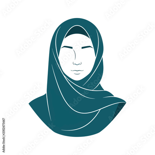 Woman Wearing Green Head Scarf.