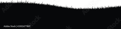 Black Grassy Hill on White Background