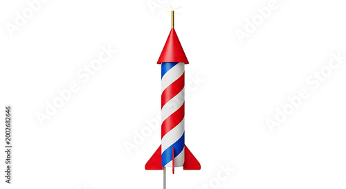 Foto Red, white, and blue firework rocket isolated on transparent background, festive