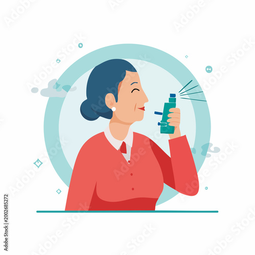 Woman Using Nasal Spray for Allergy Relief