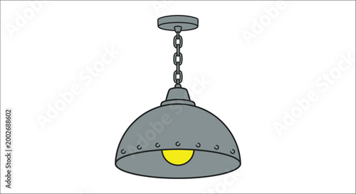 Cartoon pendant lamp with chain simple line drawing