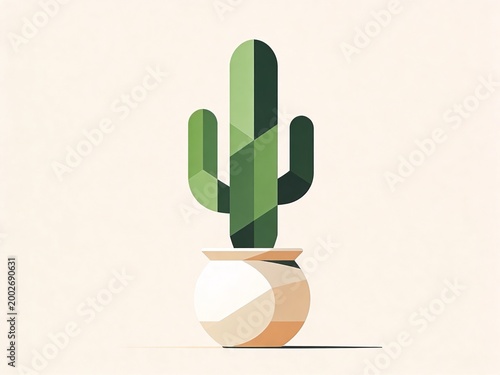 minimalistic succulent in a white pot vector design