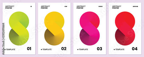 Smooth gradient Abstract Posters collection. Set of bright color gradient round shapes.