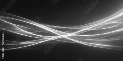 Abstract, flowing lines of light gracefully dance across a dark canvas, creating a mesmerizing visual representation of energy and movement.