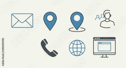 Collection of communication and contact icons for business.