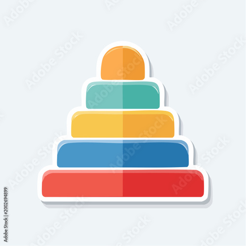 Colorful stacking ring toy icon