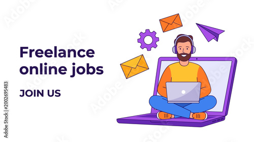 Modern professional embraces freelance online job opportunities and digital career