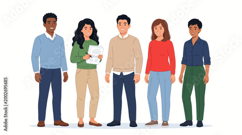 Diverse group of people standing together, illustrating teamwork and community