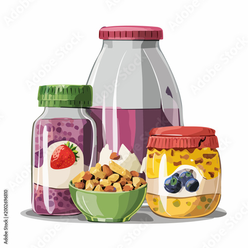 Jars of Jam, Cereal, and Juice