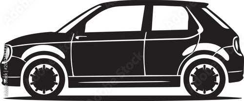 Electric Performance Sports Sedan Silhouettes Modern EV Vector