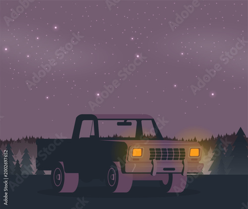 Off road car isolated on color background. Monster truck. Flat vector illustration