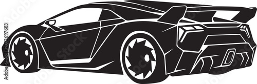 JDM Tuner Car with Spoiler Silhouettes Vector Illustration