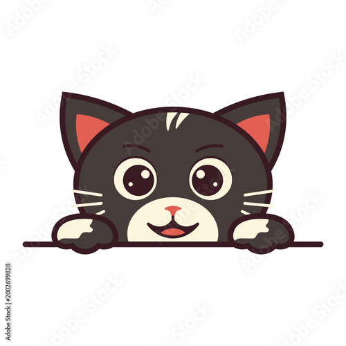 Cute Cat Peeking and Waving