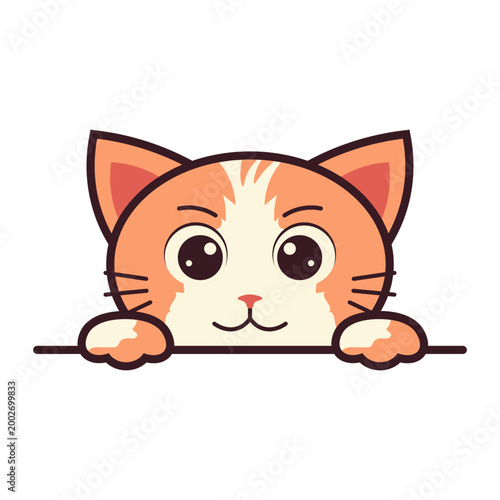 Cute Cat Peeking and Waving