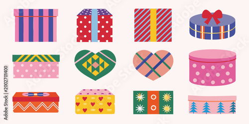 colorful gift box pattern vector illustration with ribbon and bows